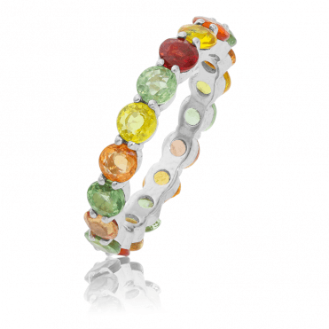Silver Full Eternity Ring of Fancy Sapphires