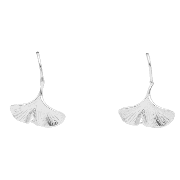 Silver Ginkgo Biloba Leaf Earrings