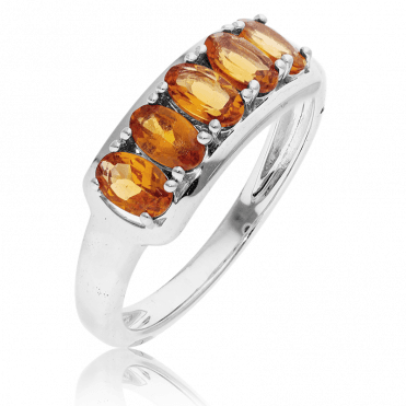Silver Half Eternity Ring with 1.1cts of Flame-Bright Spessartite