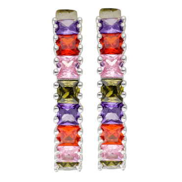 Silver Hoop Earrings Sparkle with Colour