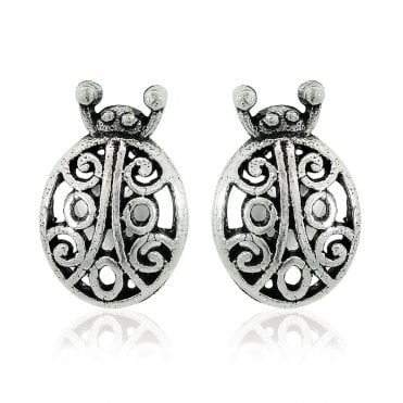 Silver Ladybird Earrings