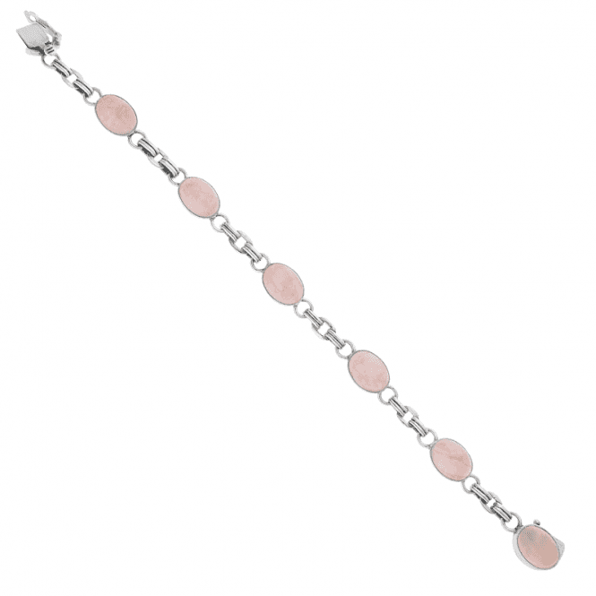 Silver Link Bracelet with 14cts of Rose Quartz