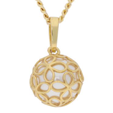 Silver Mother of Pearl Flower Ball Pendant