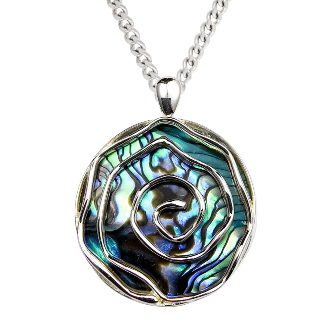 Silver Paua Shell Spiral Pendant