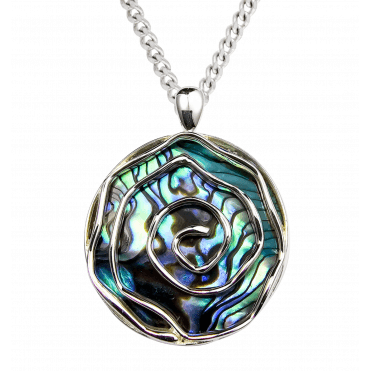 Silver Paua Shell Spiral Pendant