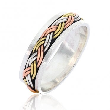 Silver Plaited Spinning Ring