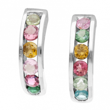 Silver Rainbow Earrings with 1½cts of Bright Tourmaline