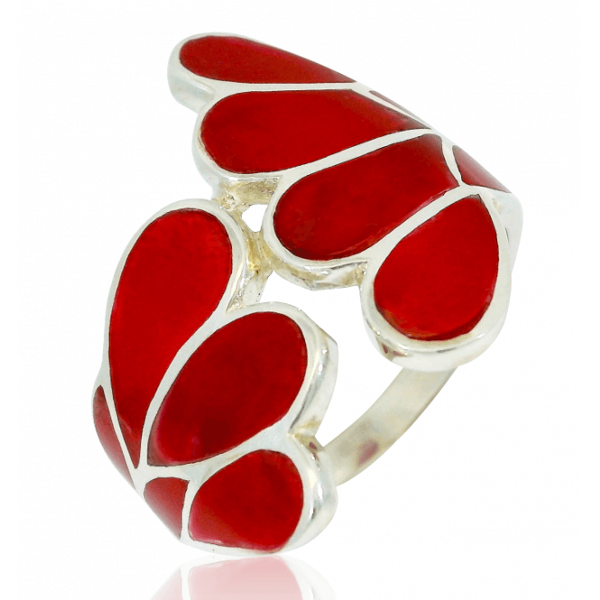 Silver Ring Inlaid with Coral