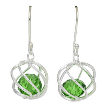 Silver Seedpod Earrings with Crystal Intrigue