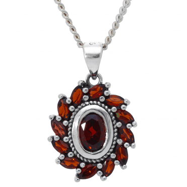 Silver Swirl Pendant with 2.35cts of Spiralling Garnets