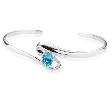 Silver Wave Bangle with 1½cts of Swiss Blue Topaz