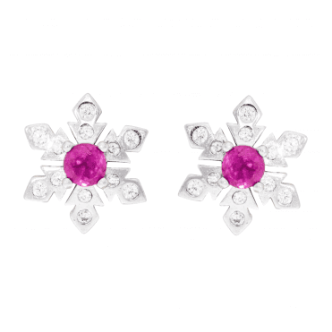 Silver Winter Rubies Earrings