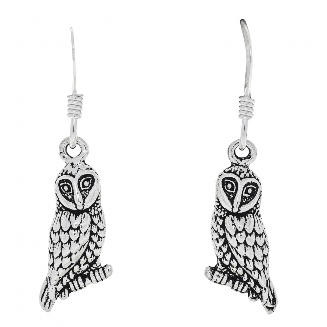 Silver Wise Owl Earrings