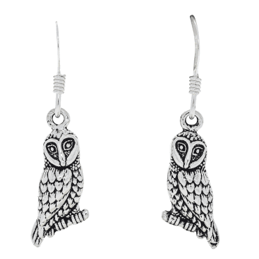Silver Wise Owl Earrings