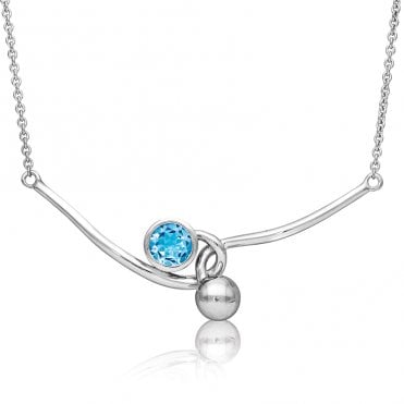 Sky Blue Topaz Twist Necklace set in Sterling Silver