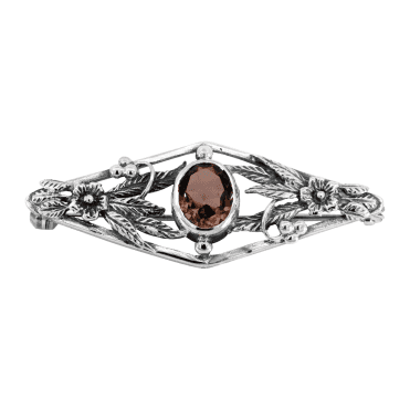 Smokey Quartz Floral Brooch