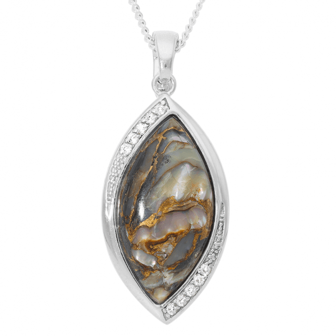 Sparkling Silver Pendant with Bronze Paua Shell