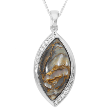 Sparkling Silver Pendant with Bronze Paua Shell