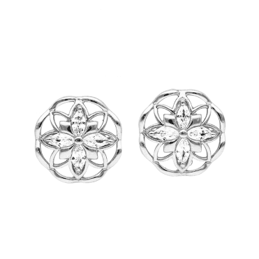 Sparkling Silver Snowflower Earrings
