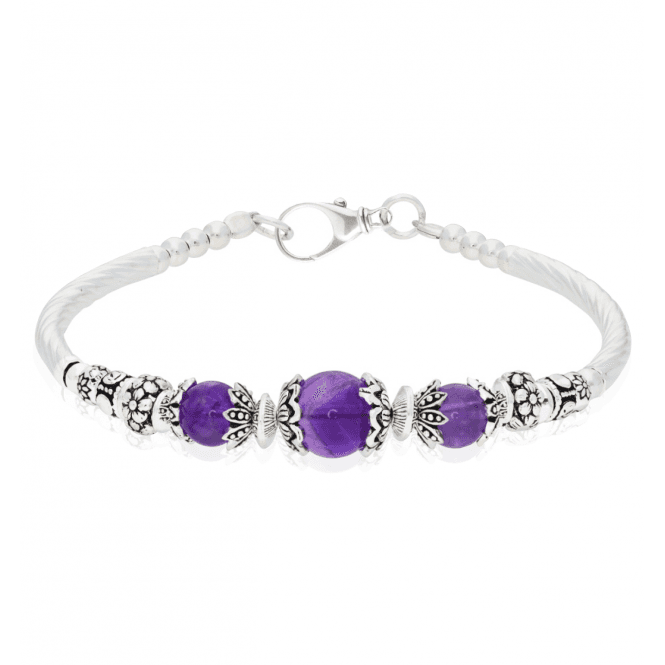 Sterling Silver Amethyst Bangle Bracelet