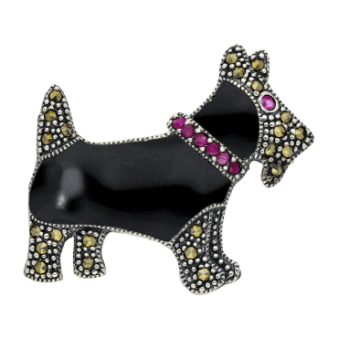Sterling Silver and Ruby Scottie Brooch