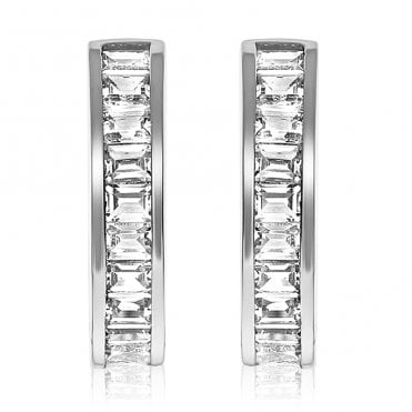 Sterling Silver Classic Channel Set Huggies