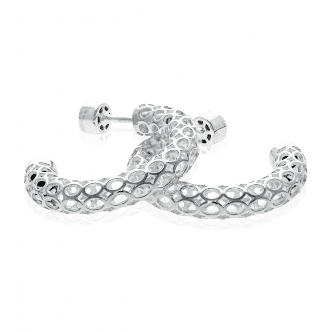 Sterling Silver Cutwork Hoop Earrings