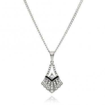 Sterling Silver Deco Style Pendant