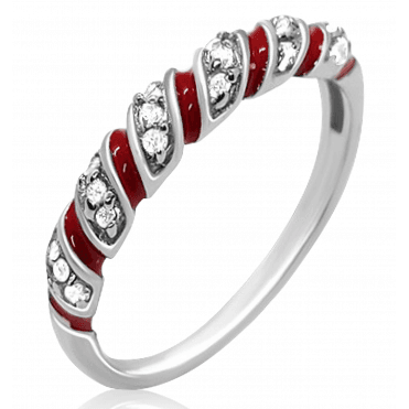 Sterling Silver Diamond Bright Enamelled Twist Ring