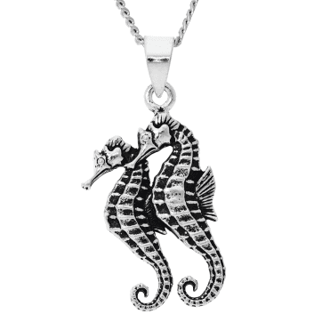 Sterling Silver Double Seahorse Pendant
