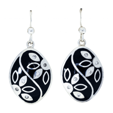 Sterling Silver Enamel & Mother of Pearl Earrings