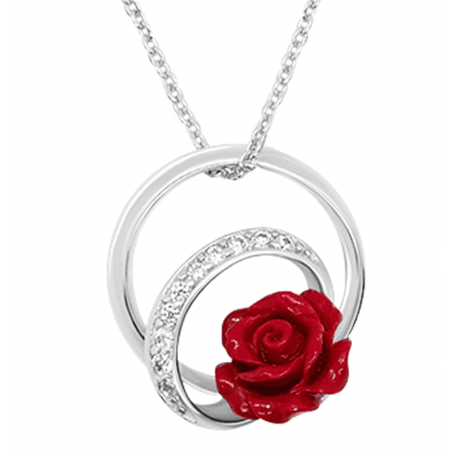 Sterling Silver Enamel Rose Pendant