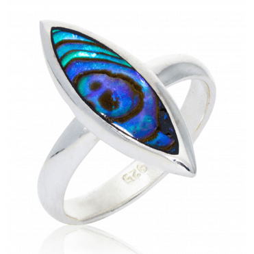 Sterling Silver Flush Set Paua Shell Ring