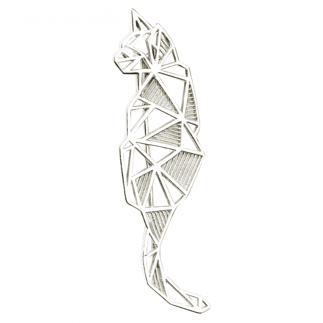 Sterling Silver Geometric Cat Brooch