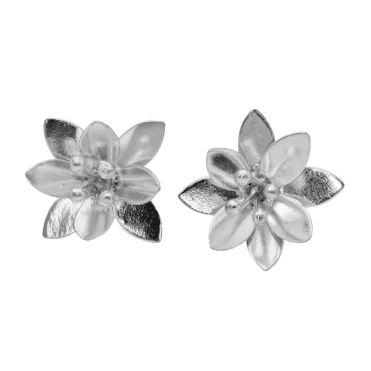 Sterling Silver Lotus Flower Earrings