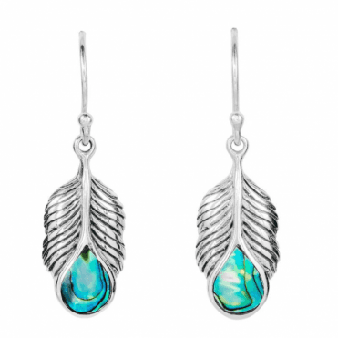 Sterling Silver Peacock Earrings with Paua Shell