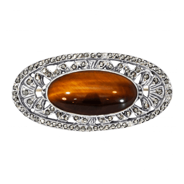 Sterling Silver Tiger Eye Brooch