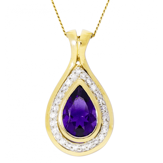 Stunning 2.75ct Amethyst in a 9ct Gold & Diamond Pendant