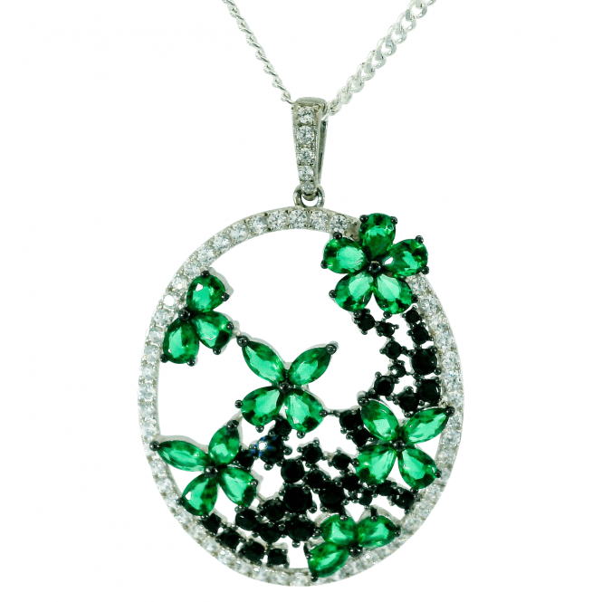 Summer Garden Pendant in Silver with Spinel