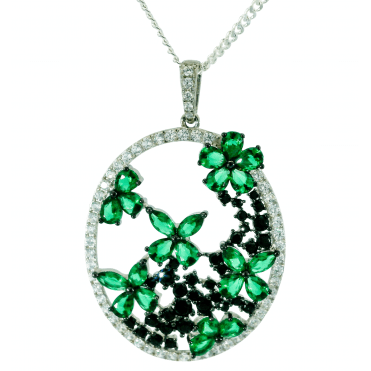 Summer Garden Pendant in Silver with Spinel