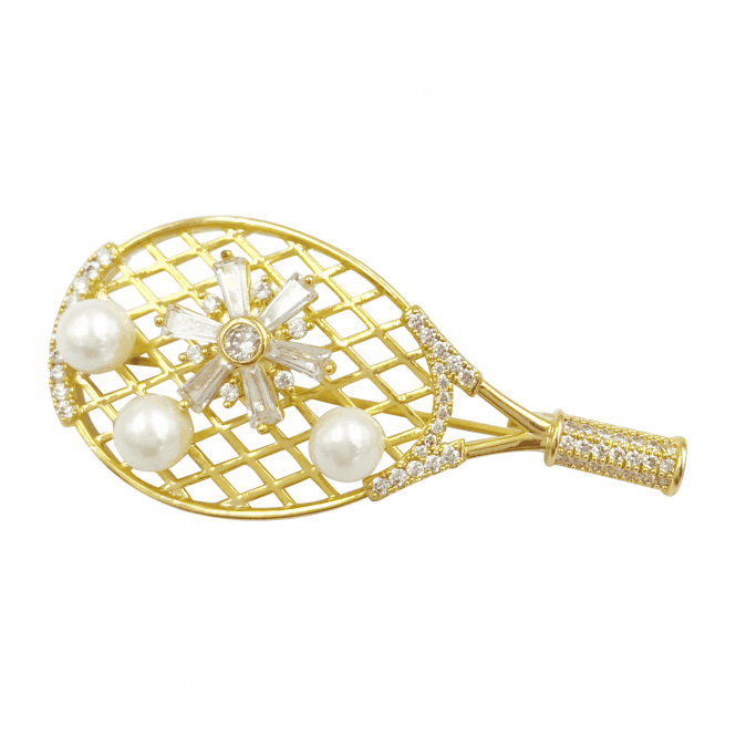 Tennis Star Brooch with 18ct Gold & Freshwater Pearls