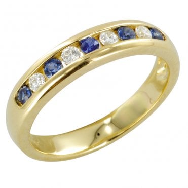 The Hamptons Half Eternity Ring in Sapphire & Diamond