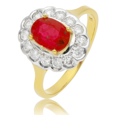 Tonal Gold Ring with 2.7cts of Red Sapphire & Diamonds