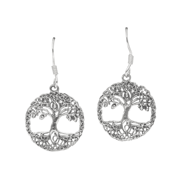 Tree of Life Earrings in Silver Tracery
