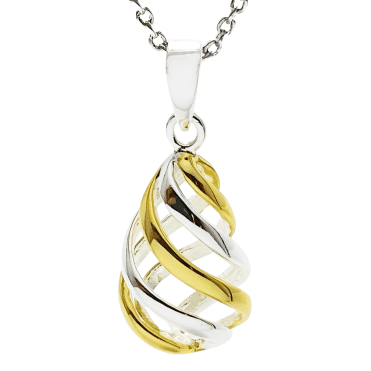 Two Tone Twist Drop Pendant & Earrings