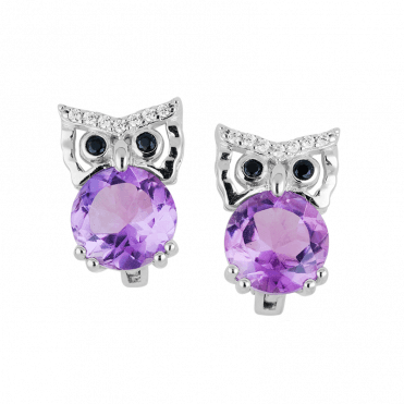 Twoo Wonderful Amethyst Owl Earrings