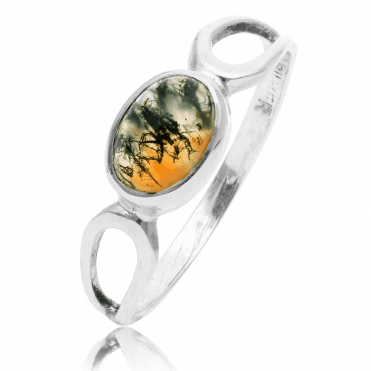 Vintage Silver Cloud Ring with Moss Agate