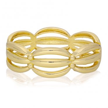 Weighty 18ct Gold-plated Hinged Bangle