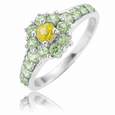 Yellow & Green Sapphire Cluster Ring ? Only £85